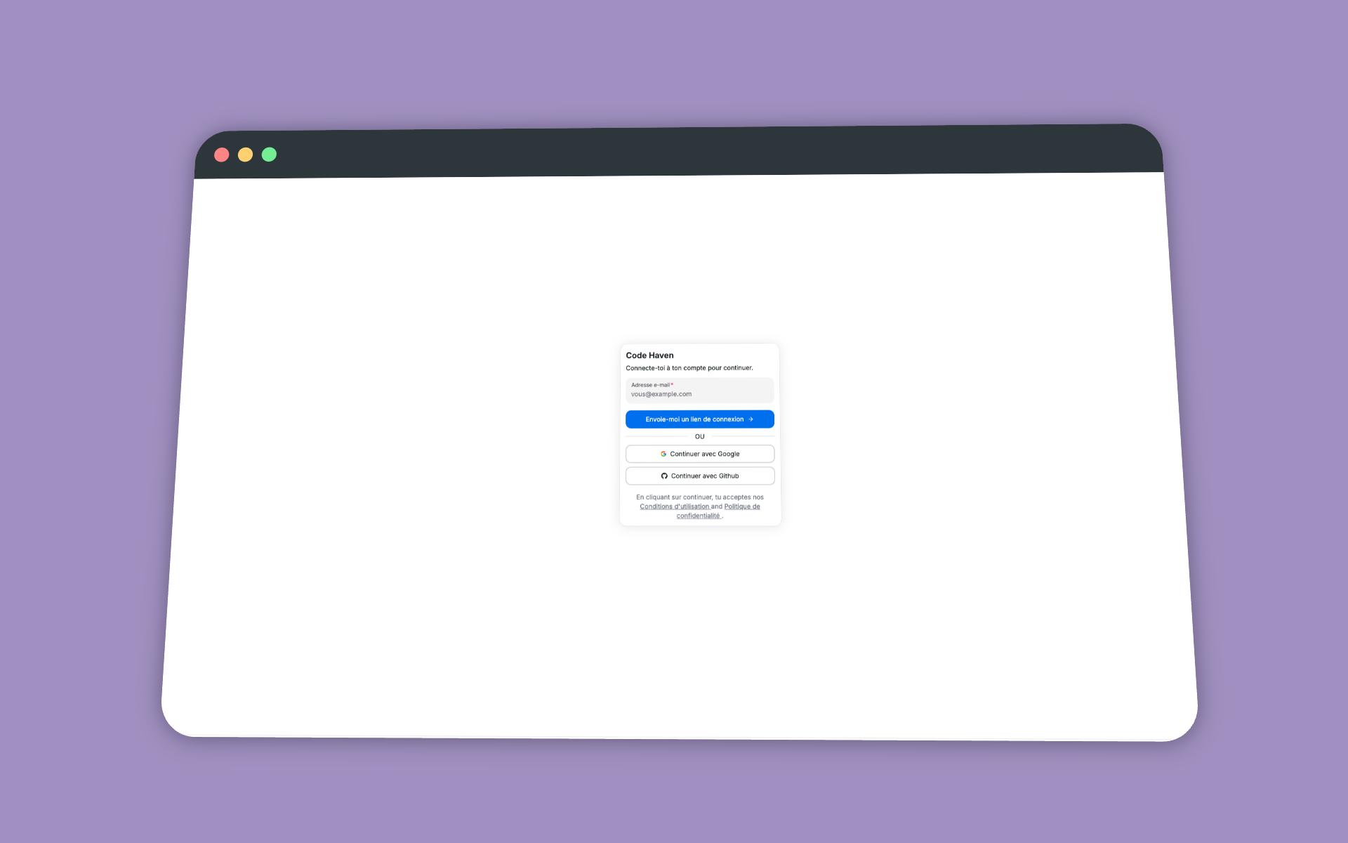 Texte alternatif pour l'image d'authentification de CodeHaven