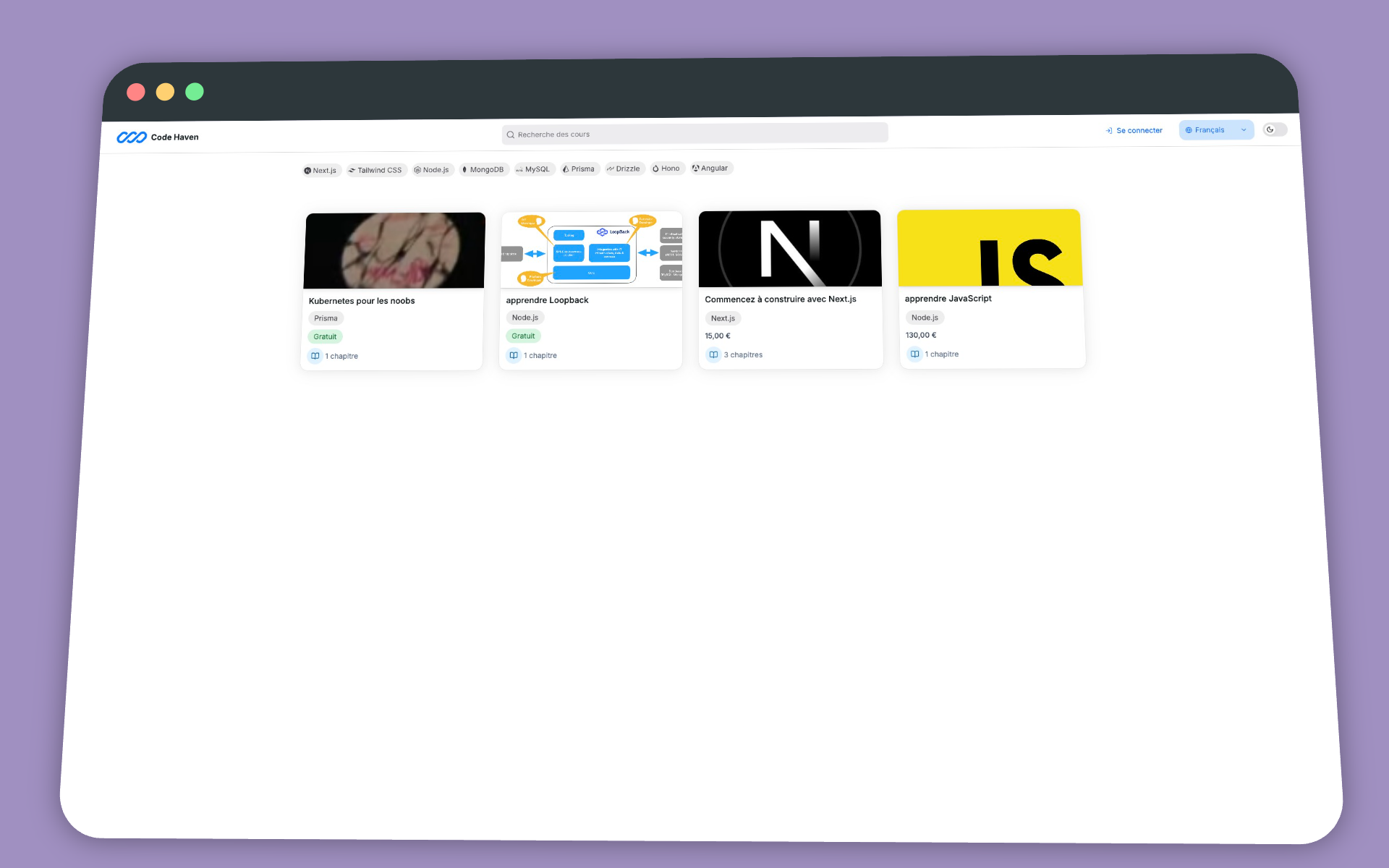 Texte alternatif pour l'image des cours de CodeHaven