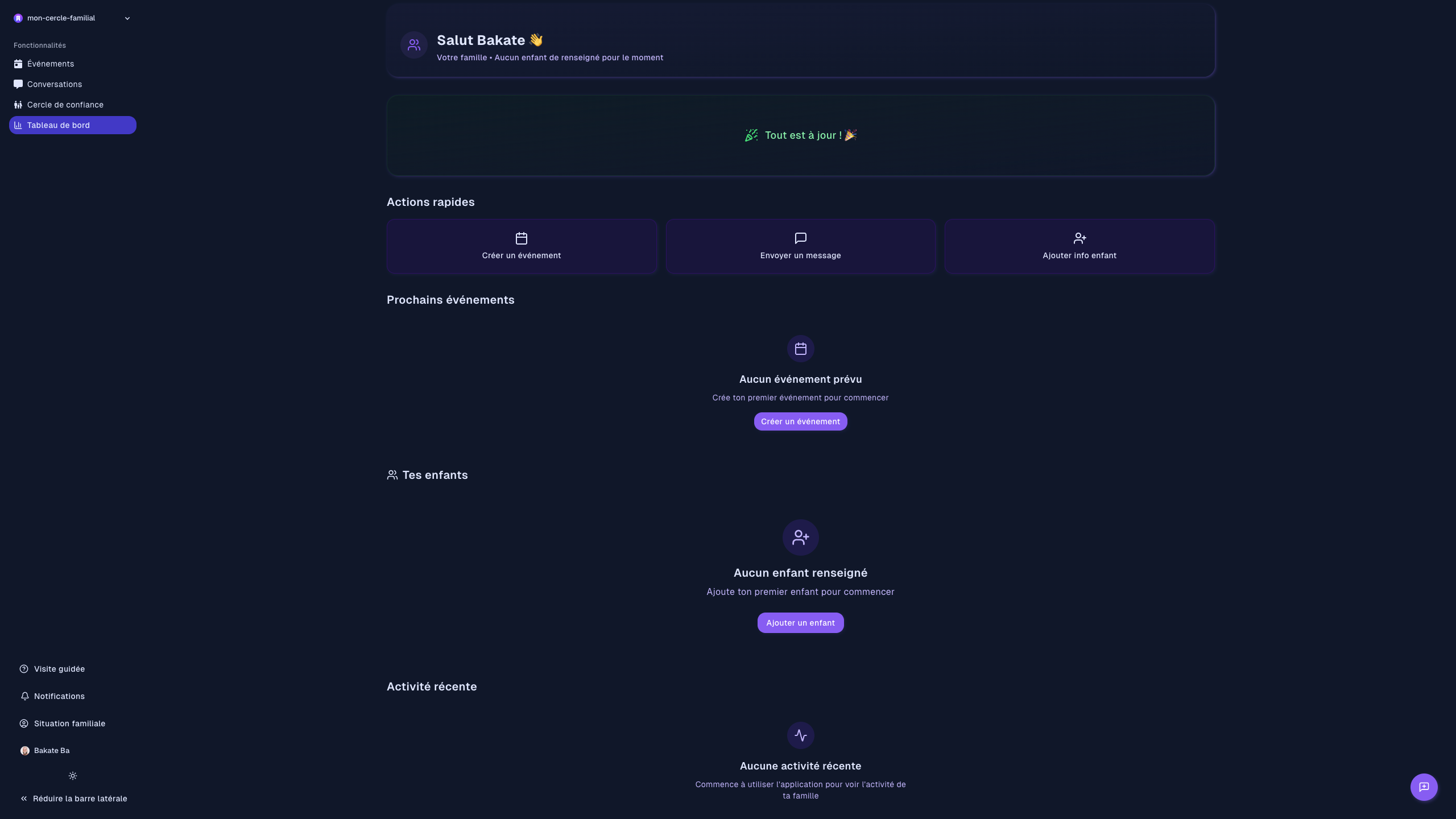 Tableau de bord familial