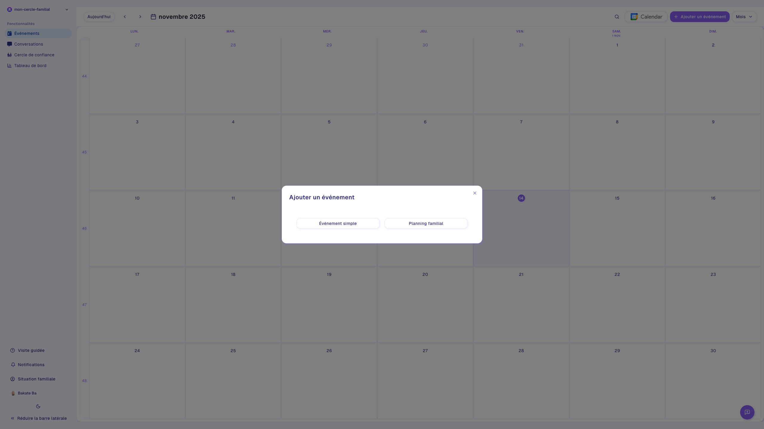 Aperçu calendrier – exemple 2