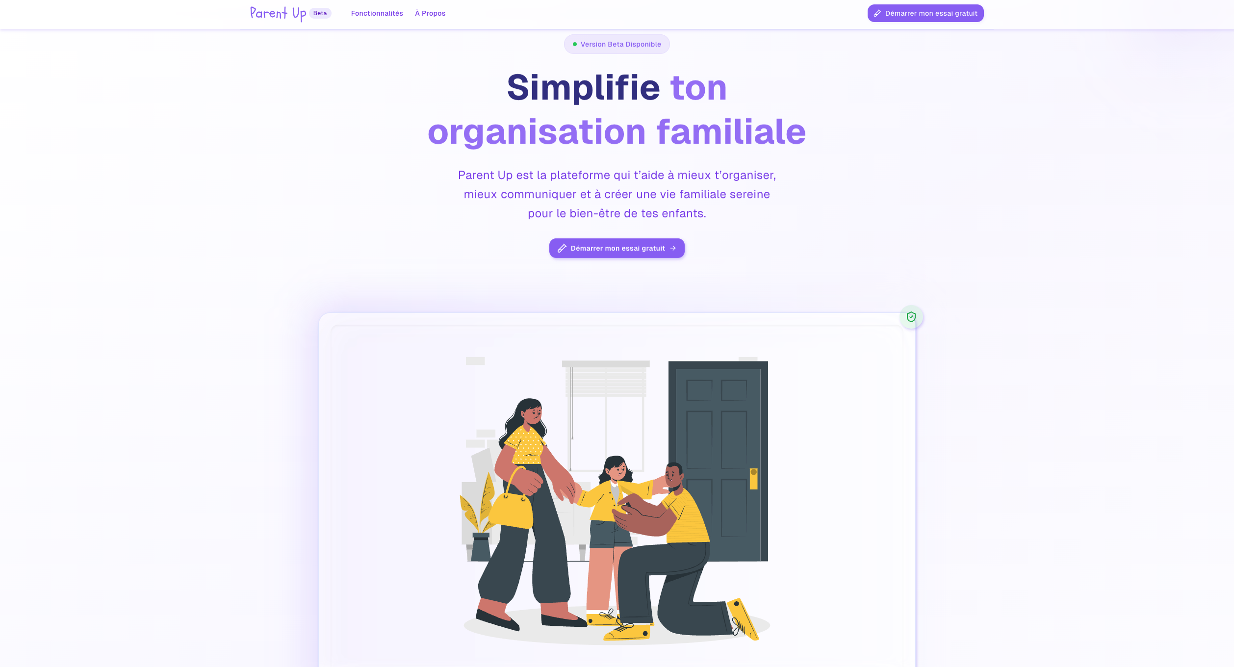 Page d'accueil de Parent Up