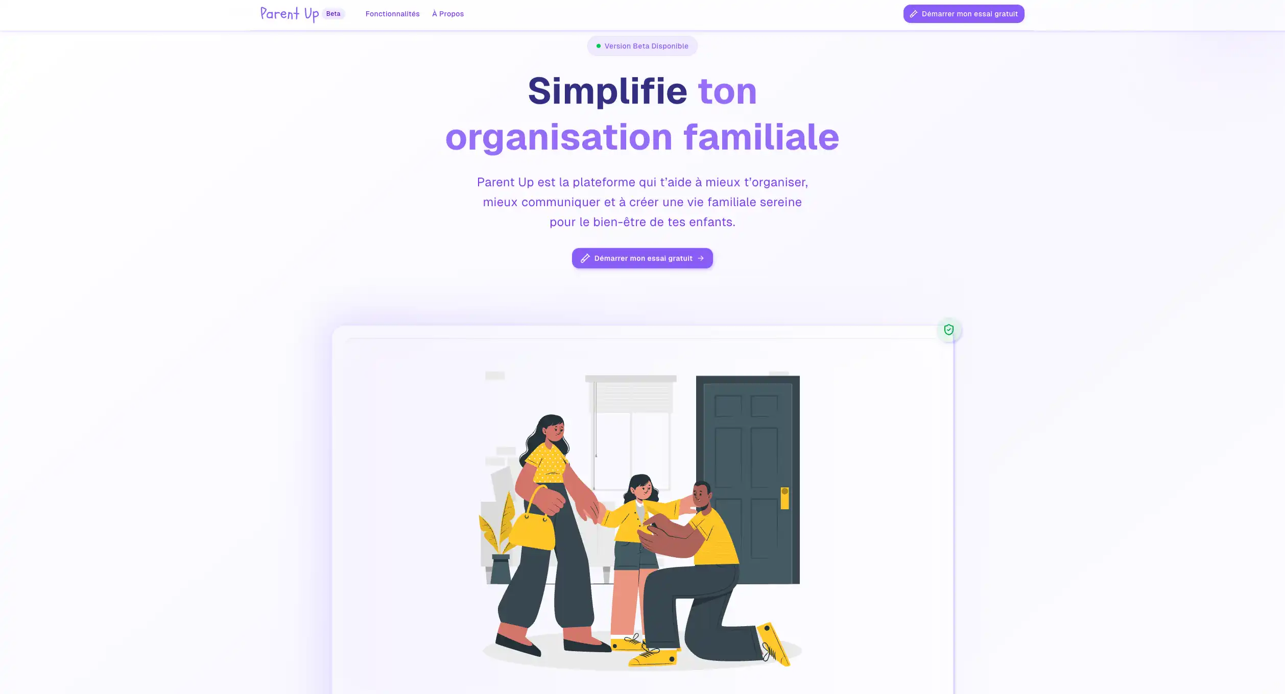 Aperçu de l'application Parent Up