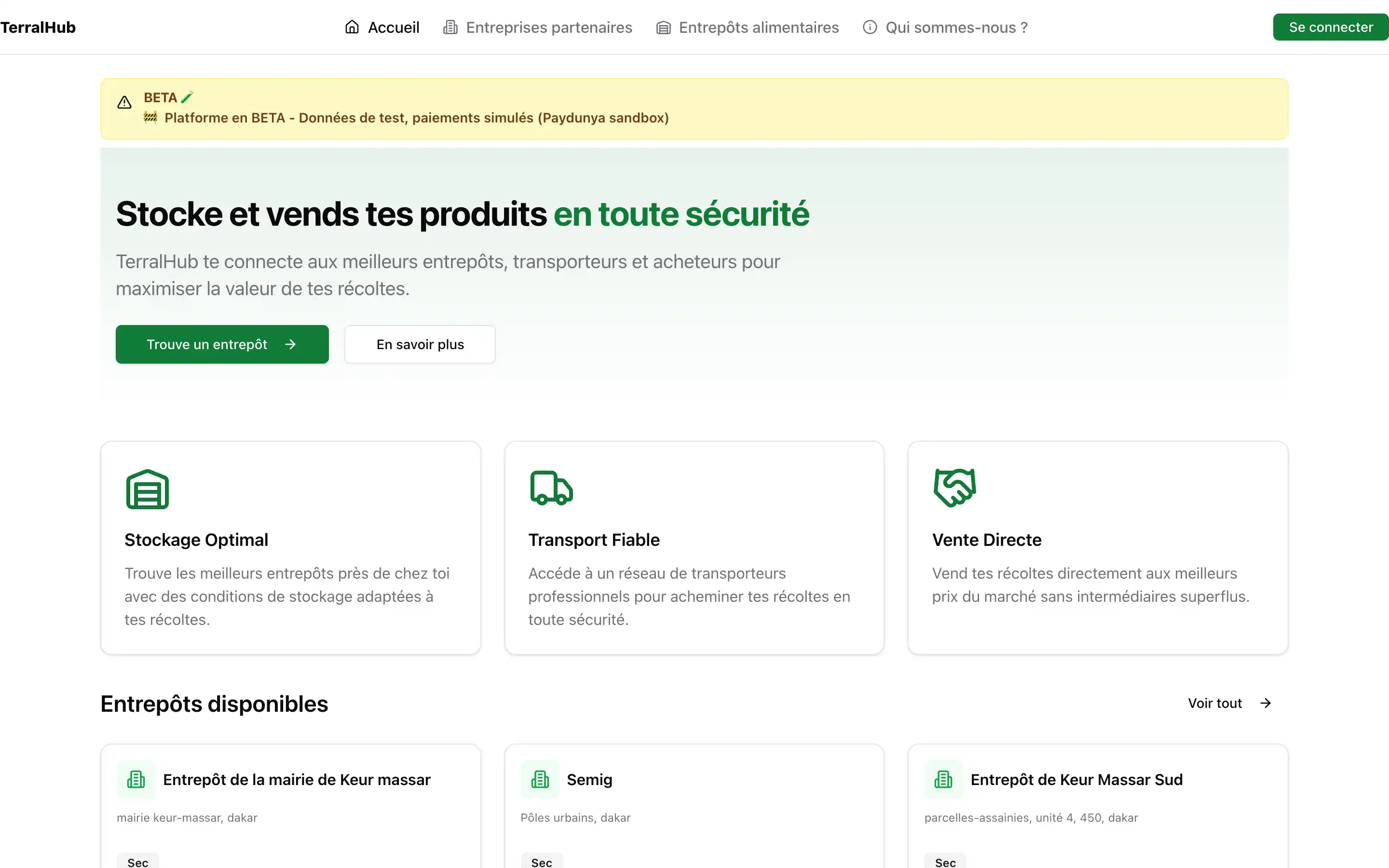 Aperçu de la plateforme TerralHub